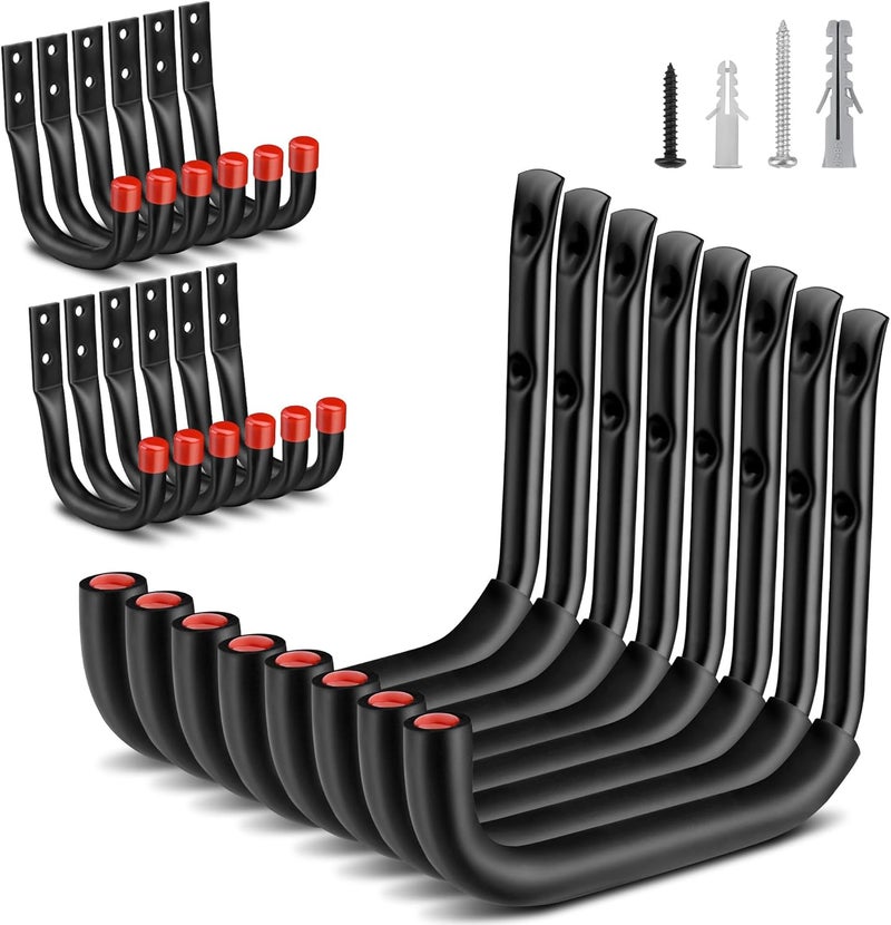 Nacial 20 Pack Garage Hooks Heavy Duty, 9.8" & 3.5" Garage Wall Hook with EVA Pads, 100LBS Capacity Hooks for Hanging Bikes, Kayak Folding Chairs and Hanging Ladders - Image 1